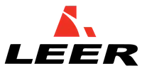 "Leer" logo with a red geometric anvil icon above bold black text, stylized for a modern look.