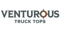 "Venturous Truck Tops" logo with bold gray text and an orange compass design replacing the "O".